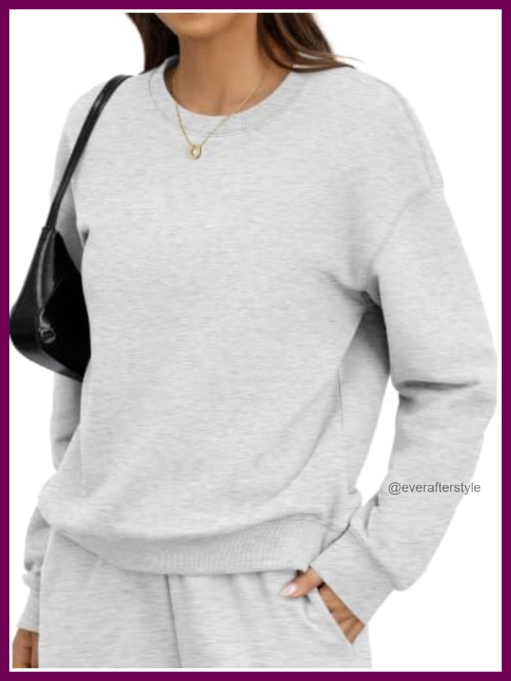 Fleece Crewneck Sweatshirt Long Sleeve Pullover Drop Shoulder